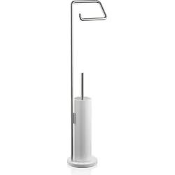 Stone Toilettenpapierständer und WC-Bürste Stahl matt-weiß