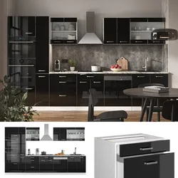 Vicco Küchenzeile R-Line Solid Weiß Schwarz 350 cm Arbeitsplatte modern Küchenschränke Küchenmöbel