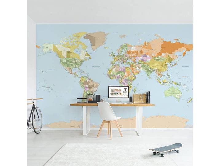 home24 Vliesbehang Politieke Wereldkaart 384 x 255cm 384 x 255 cm