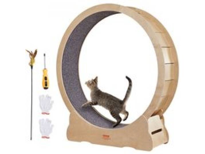 VEVOR Katzenlaufrad 1320x340x1415mm Laufrad Katzen aus Birken-& Pappelsperrholz Katzenrad Geräuscharm Abnehmbare Innenmatte Cat Wheel Geeignet für Katzen mit einem Gewicht von 8kg bis 14kg