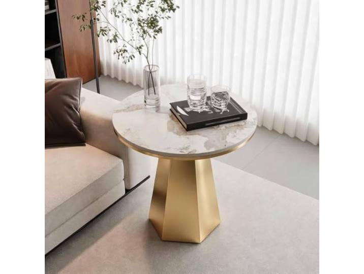 KAFHGEIN Moderner Runder Beistelltisch für Sofa und Wohnbereich Vielseitiger Beistelltisch mit dekorativem Runddesign für Getränke, Pflanzen und Wohnaccessoires