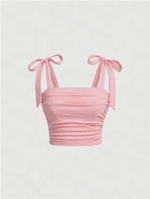 Inspire Picks Pink Tie Shoulder Ruched Crop Top Backless Y2K Streetwear Cami For Women tm20240115144 pink l(us 08 10)