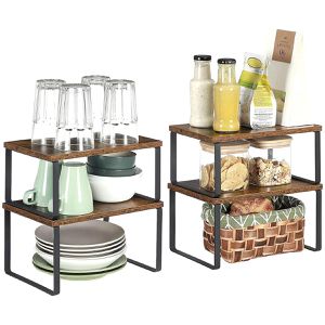 Songmics Küchenregal KCS020X01, braun, 4er Set, für Arbeitsplatte, 29,7 x 15,5 x 19,5cm