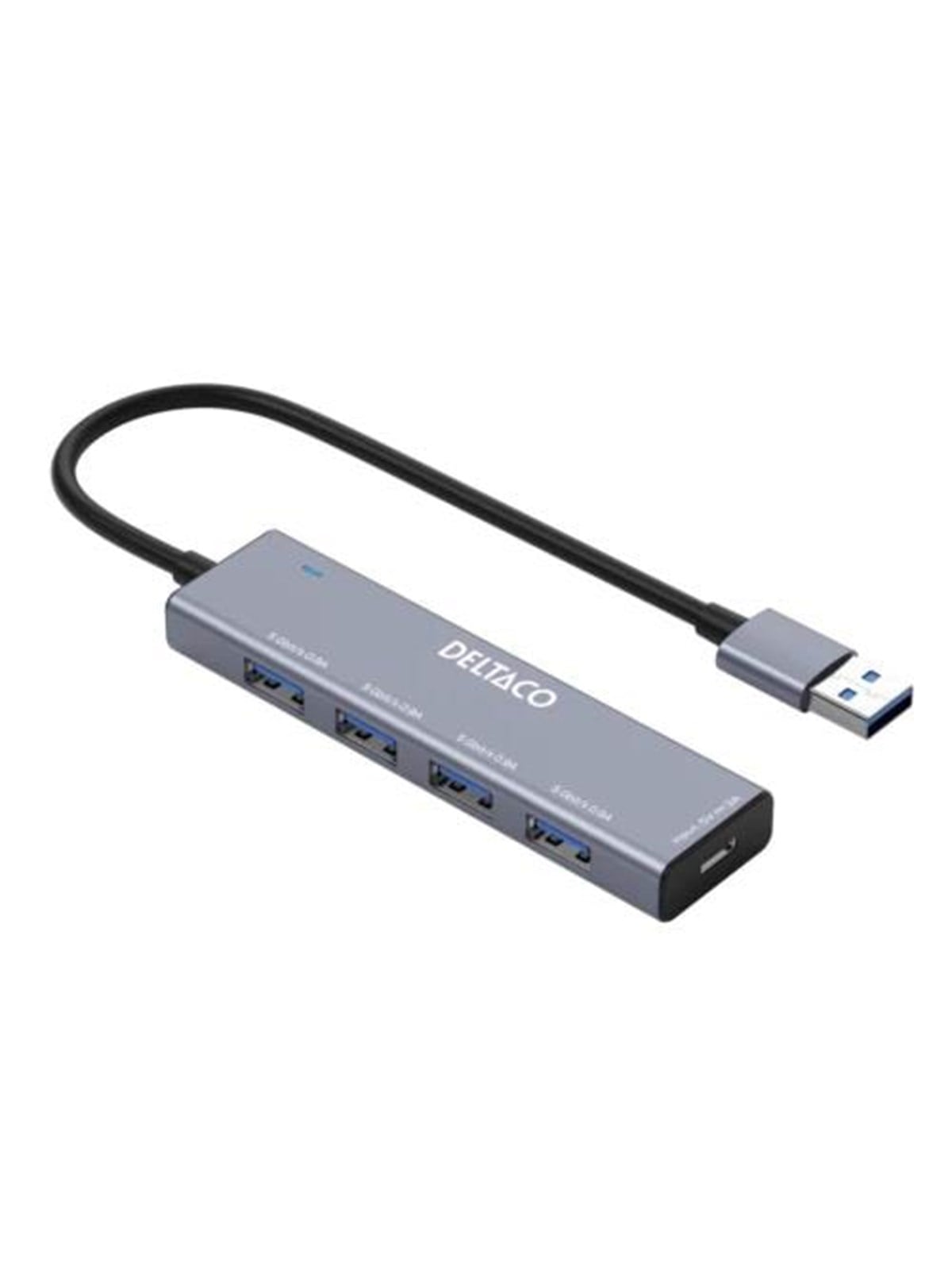 Deltaco USB-A hub - 4x USB-A Female USB-Hubs - USB 3.0 - 4 - silber