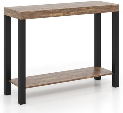 Costway 2-Tier Home Bar Table with Open Shelves and Storage for Home Kitchen Living Room Pub-Rustic Brown