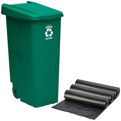 WellHome – 110 l Glas-Mülleimer mit 30 Müllsäcken, grün