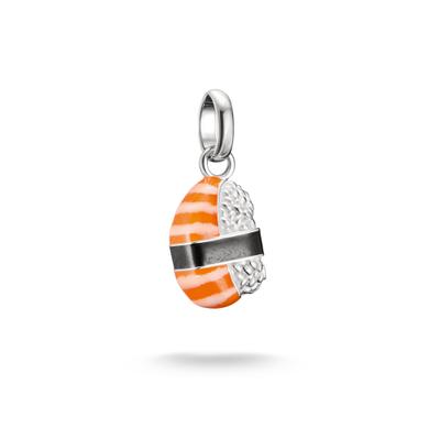 Charm-Einhänger THOMAS SABO "Charm Sushi - Connect", orange (silberfarben, orange, schwarz), Charms, Damen, Silber 925 (recycelt), Emaille