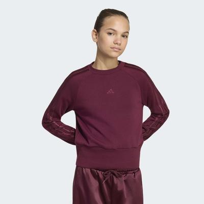 Sweatshirt ADIDAS SPORTSWEAR "SATIN", Mädchen, Gr. 170, rot (maroon, maroon), Obermaterial: 70% Baumwolle, 30% Polyester, normal, Rundhals, angesetztes Bündchen, Sweatshirts Sweatshirt