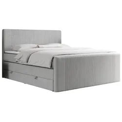 BOXSPRINGBETT KING DOREN 180/200 Hellgrau Struktur - H4