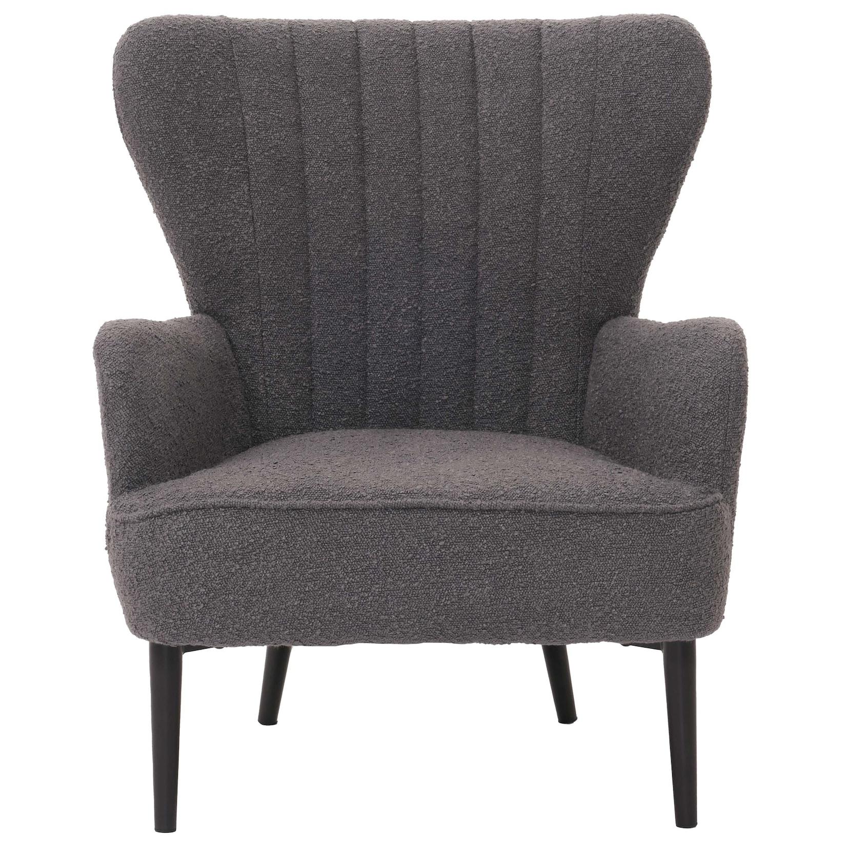 Lounge-Sessel MCW-K37, Cocktail-/Ohrensessel Polsterstuhl Retro Vintage Stoff Bouclé (600g/m²) ~ dunkelgrau