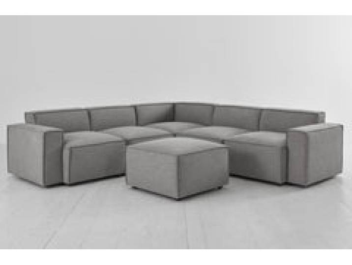 Ecksofa Model 03 mit Polsterhocker, Schattengrau