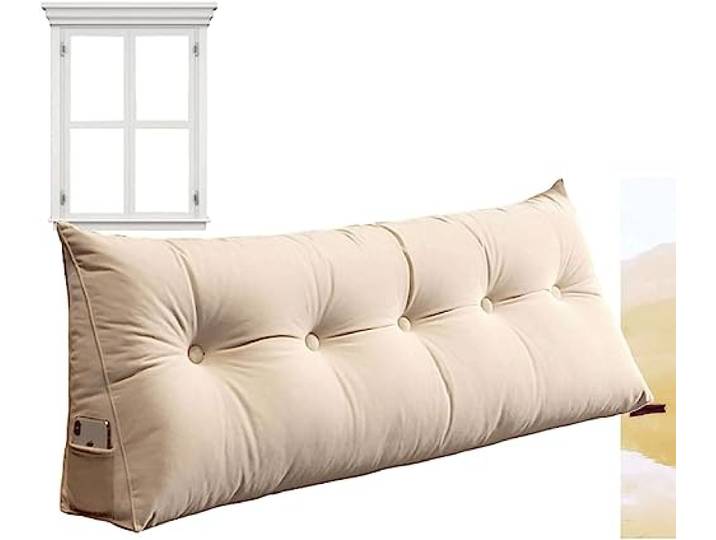 MGEMJMJ Lesekissen, Schlafsofa, Kissen, Samtkeil, Großes Kissen, Tatami, Abnehmbar Und Waschbar(Size:200X50cm,Color:Schlichtes Beige)