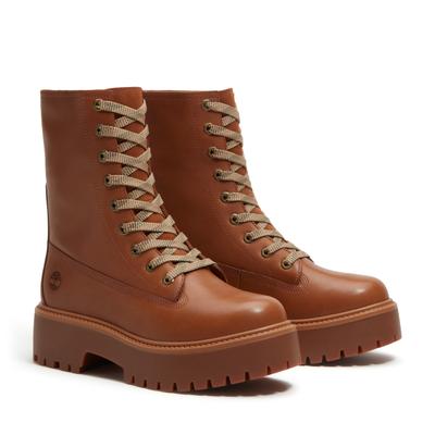 Schnürboots TIMBERLAND "STONE STREET - MID LACE BOOT", Damen, Gr. 38,5, braun (rust full grain), Leder, Schuhe Schnürboots