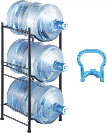 VEVOR Waterkruikhouder met 3 niveaus voor 5 gallon waterflessen, zwart