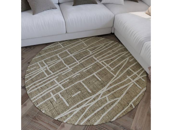 Teppich WECON HOME Hamptons TWENTYFIVE , grau (taupe), H:10mm Ø:200cm, Polyester, Teppiche, Teppich, Kurzflor, Wohnzimmer, Schlafzimmer, elegant, robust, abstraktes Design