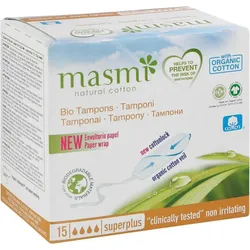 Bio Tampons Super Plus 100% Bio Baumwolle Masmi 15 ST