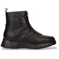 Wonders für Damen. A-4425 Leder-Stiefeletten Wild schwarz (37), Wohnung, Reißverschluss, Lässig