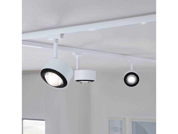 Paulmann URail LED-Spot Aldan, 4.000K, signalweiß dimmbar, weiß / opal, für Wohn- / Esszimmer, Metall, Modern