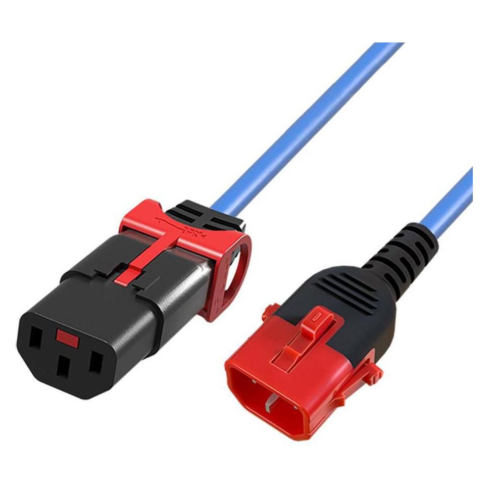 MicroConnect Powercord C13 IEC Lock+ - C14 (1.50 m) (MC-DUALC13C14S-1.5B)