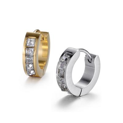Creolen-Set FIRETTI "Multipack Schmuck Geschenk Ohrschmuck Creolenset", gelb (edelstahlfarben, gelbgoldfarben, kristallweiß, kristallweiß), Ohrringe, Damen, 13mm, Edelstahl, mit Zirkonia (synth.)