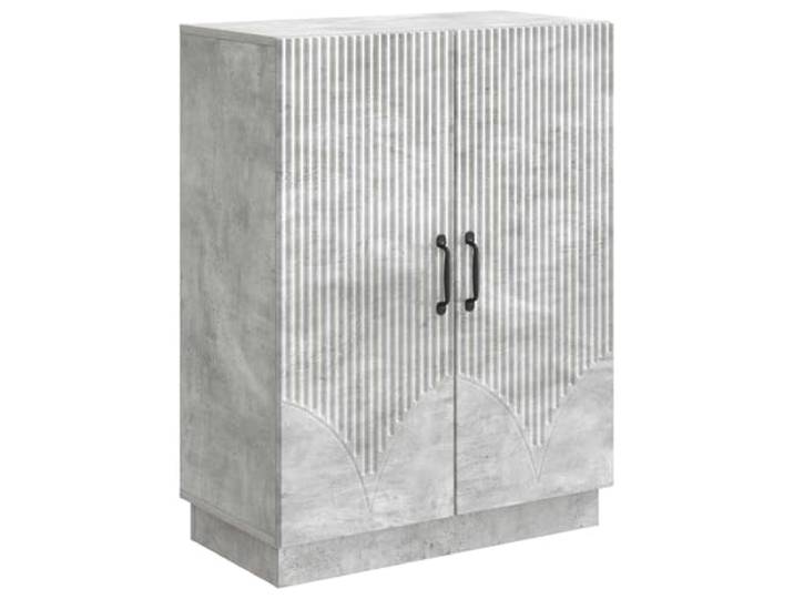 KPOTUERTU Sideboard Betongrau 66 x 34,5 x 87 cm Holzwerkstoff Fächer, Schubladen, Regale, Buffet-Nutzung, Esszimmer, Küche, Wohnzimmer, feuchtes Tuch