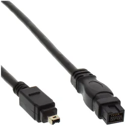 INLINE FireWire Kabel, IEEE1394 4pol Stecker zu 9pol Stecker, schwarz, 1m