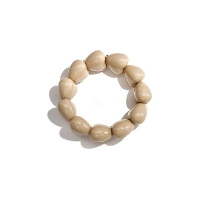 Perlenarmband ADELIA´S "Armbänder Armband Perlenarmband mit markantem Design", beige (hellbraun), Armbänder, Damen, Edelstahl, Perlenarmband, trendig mit elf großen Perlen