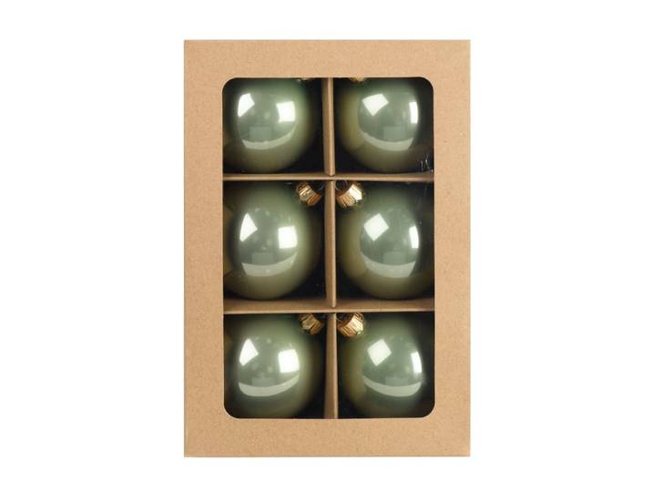 6er Set Weihnachtskugeln aus Glas, hellgrün