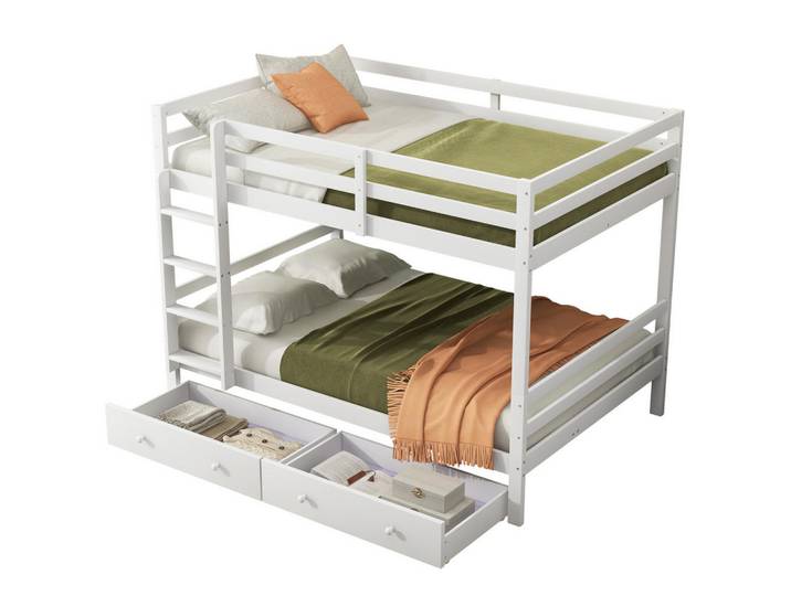 Flora Grace Etagenbett 140/200 cm Weiß mit Stauraum und hohen Geländern, Holz, 140x200 cm, Babymöbel & Kindermöbel, Kinderzimmer & Jugendzimmer, Stockbetten