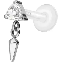 PTFE Labret mit Innengewinde + Titan-Aufsatz KRISTALLDREIECK + SPITZE
