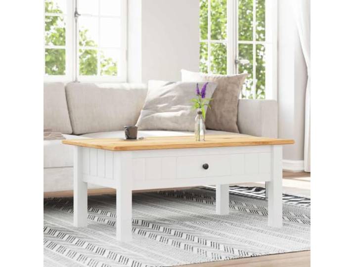 Couchtisch Weiß 100x60x43,5cm Kiefer massiv Serie Panama Kiefer massiv Serie Panama Tischplatte 100x60 cm Höhe 43,5 cm für Wohnzimmer, Flur, Wohnzimmer