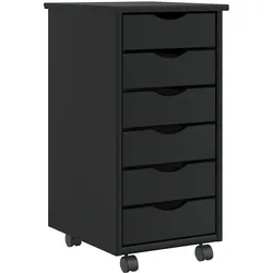Helloshop26 - Moderner Rollcontainer mit Schubladen 34 x 39 x 65,5 cm großes Fassungsvermögen schwarzes Holz Büroorganisation