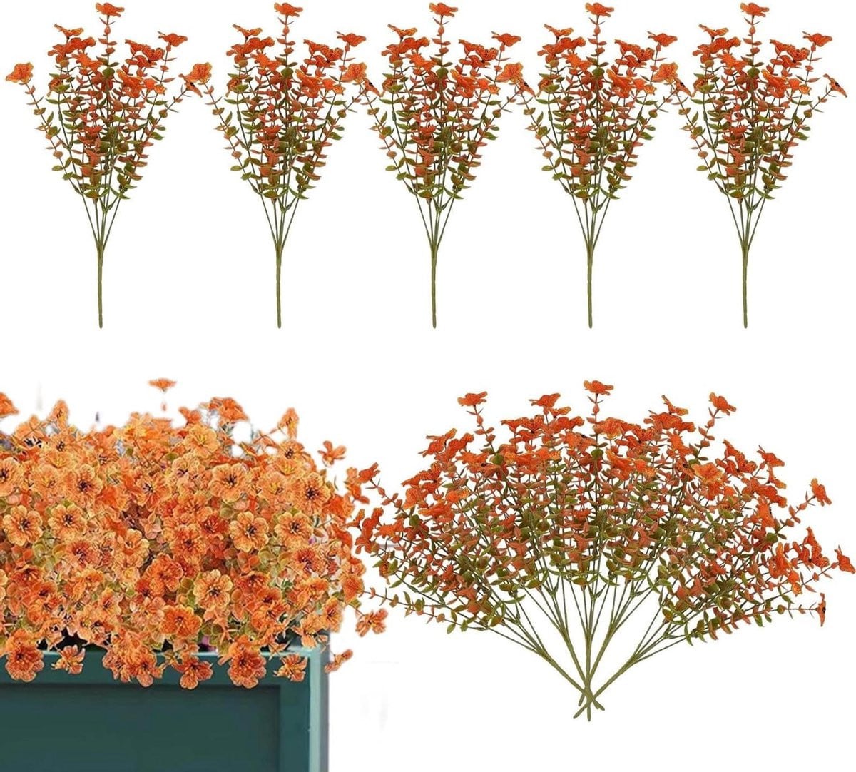 Set van 10 weerbestendige kunstmatige herfstbloemen voor buiten decoratie