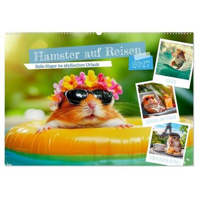 Hamster auf Reisen (Wandkalender 2027 DIN A2 quer), CALVENDO Monatskalender