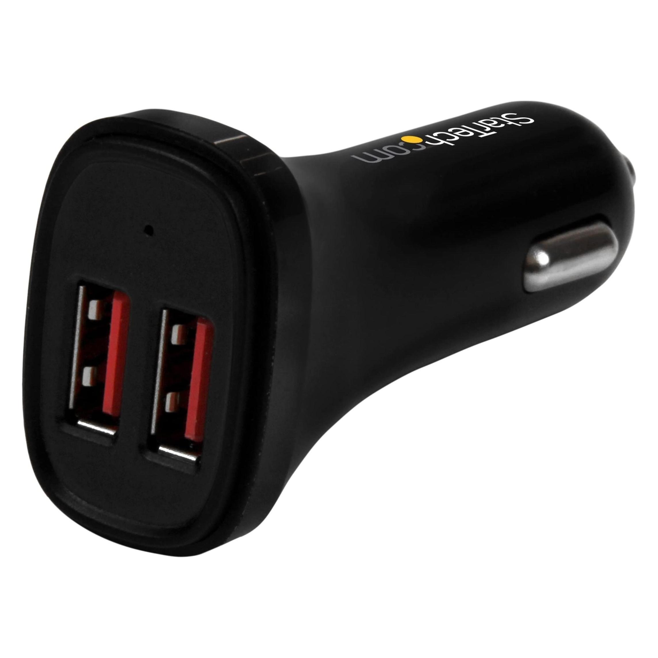 StarTech Dual Port USB KFZ Ladegerät - 24W/4.8 - Schwarz - 2 Port USB Autoladegerät (USB2PCARBKS)