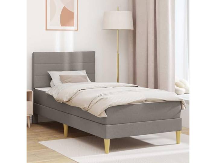 LPERTGFHU Bettgestell 100 x 200 cm Schlafzimmer Möbel mit Matratze Inklusive Lattenrost, Stabiler Sperrholz-Rahmen, Modernes Taupe Polyester-Design