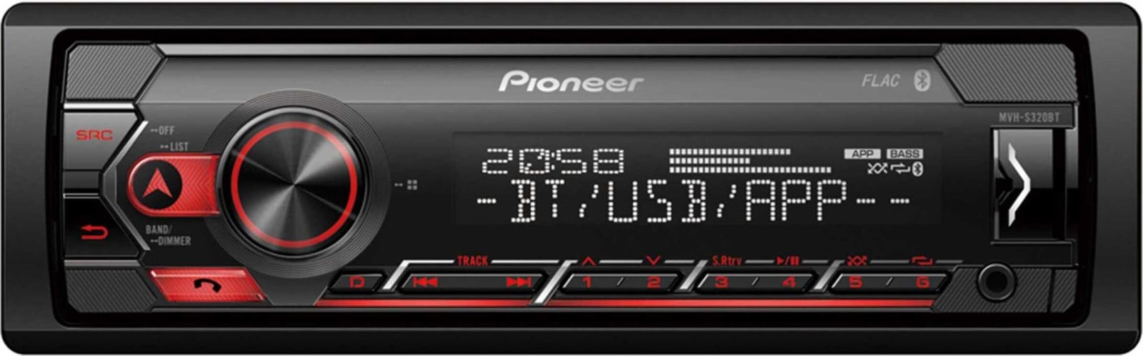 Pioneer MVH-S320BT Autoradio, Zwart, 1 DIN, Android, 200 W, 50 W, Draaibaar scherm