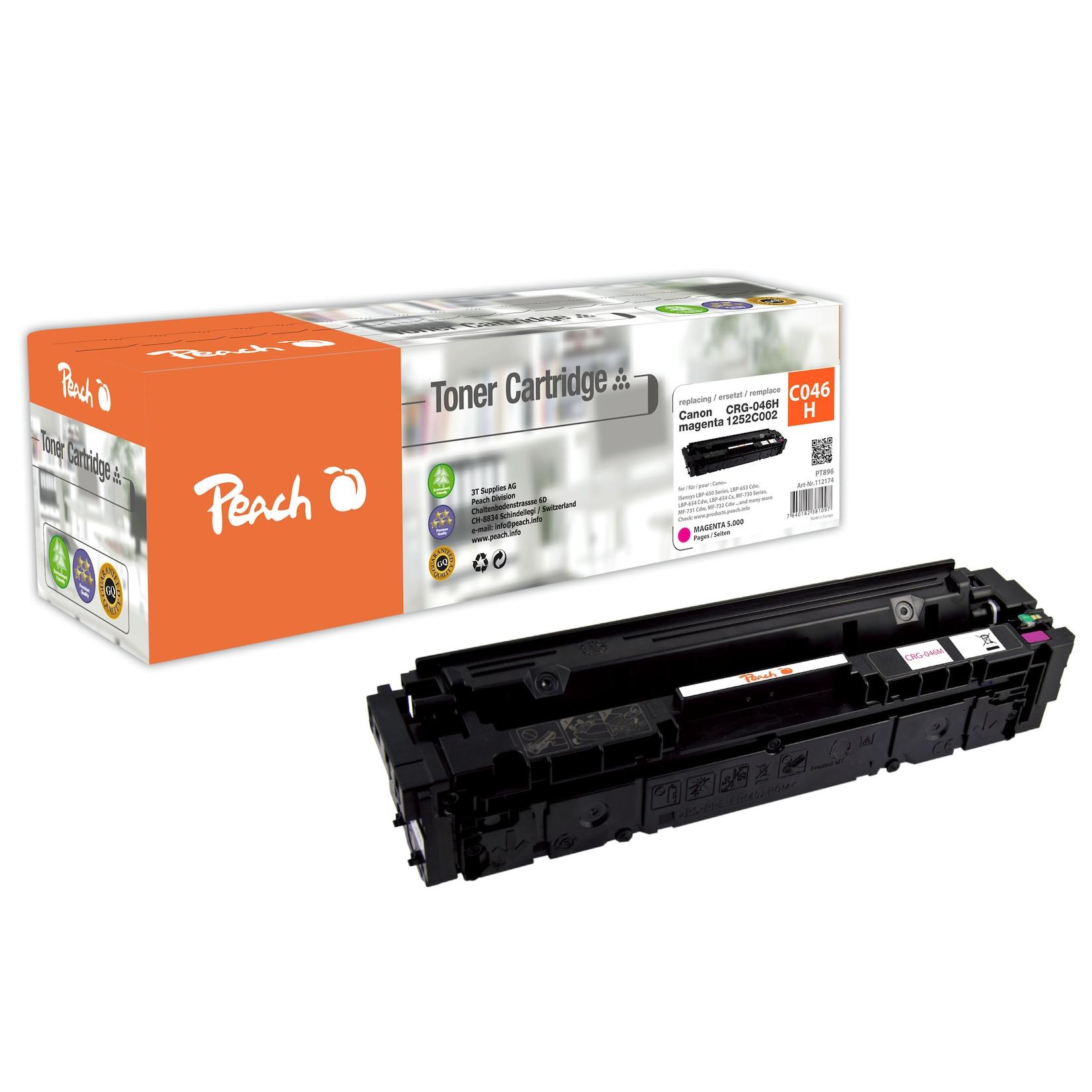 Peach HP 046 Hm Toner XL ma ersetzt Canon CRG-046H m, 1252C002 für z.B. Canon ISensys LBP -650, Canon ISensys LBP -653 Cdw, Canon ISensys MF 730 (wiederaufbereitet)