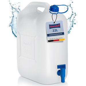 Hünersdorff Wasserkanister ECO 817700, 22 Liter lebensmittelecht, mit Schraubverschluss & Auslaufhahn
