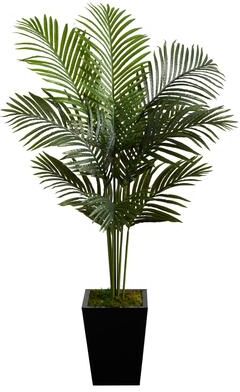Nearly Natural "5' Paradise Palm Artificial Tree in Black Metal Planter - 15"""