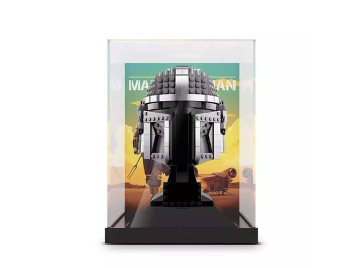 TRUSTFAR Acryl staubdichte Vitrine entworfen für LE-GO 75328 The Mandalo-rian Helm Baustein-Modell, transparente Box, Displaybox kompatibel mit Le-go 75328. (kein Modell) (einteilig)