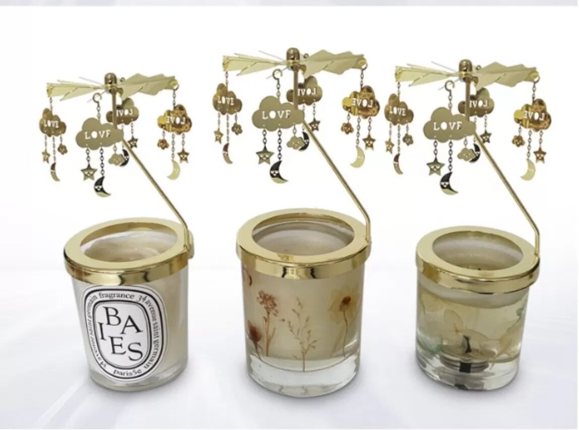 INF Carrousel/Porte-Bougie Rotatif Doré avec Base de 6.3cm - Décoration Créative