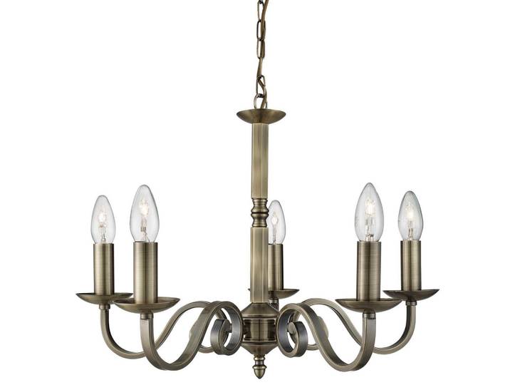 Kronleuchter Richmond, Messingfarben, Metall, 94 cm, höhenverstellbar, Lampen & Leuchten, Innenbeleuchtung, Hängeleuchten, Kronleuchter