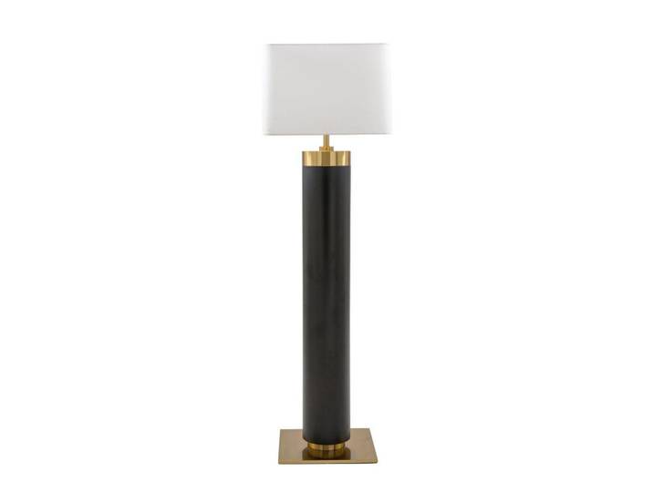 Signature Stehleuchte aus schwarzem metall mit messinggold-finish - vendome 50/50/165 cm, Schwarz, Metall, E27, 50x165x47 cm, Lampen & Leuchten, Innenbeleuchtung, Stehlampen