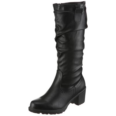 Stiefel ANISTON SHOES, Damen, Gr. 40, Normalschaft, schwarz, Lederimitat, Schuhe Stiefel, Slouchy Schaft mit Raffungen