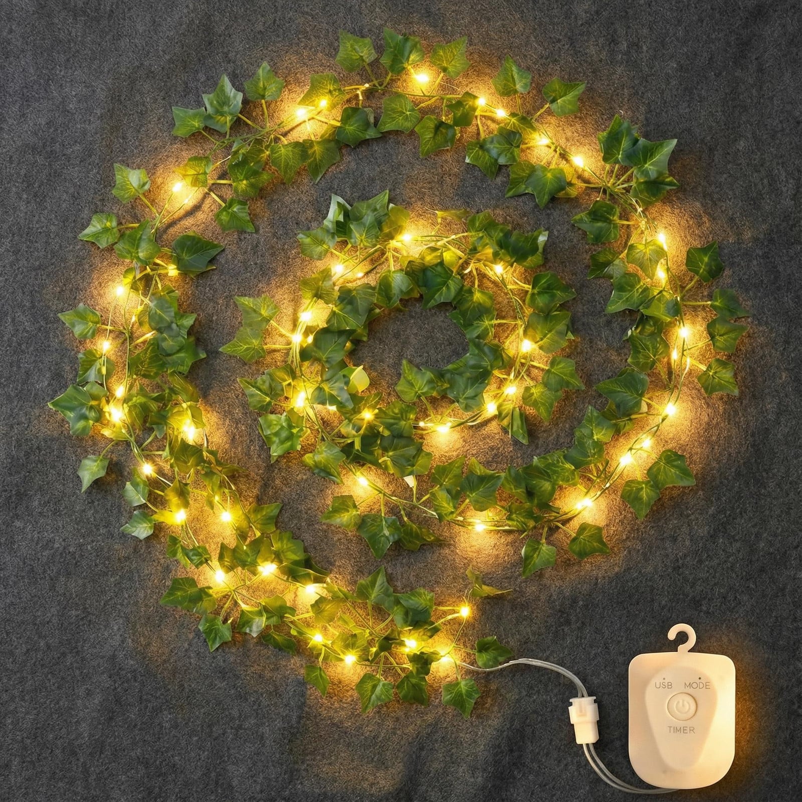 Selius Sprookjesverlichting met kunstmatige klimop en 30 LED lampjes, 3 meter