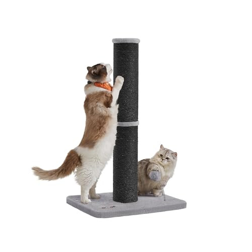 Feandrea krabpaal voor katten met sisalpaal en geïntegreerd speelgoed, grijs/zwart, B: 50 cm, D: 40 cm, H: 85 cm