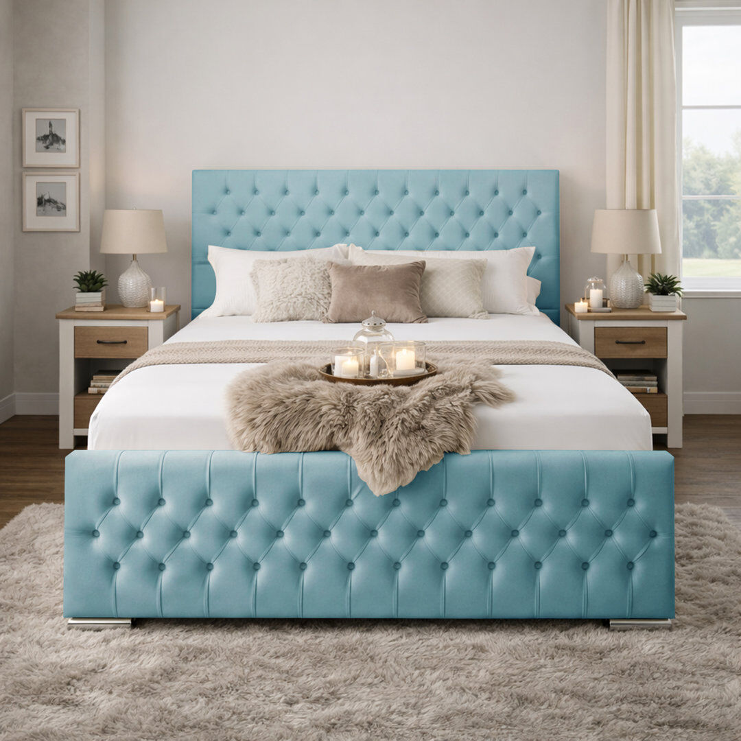 Canora Grey Kensington Upholstered Bed Frame Sky Blue Single (3')