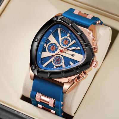 Fashion Sheath Arabic Dial Men Sports Watch With Silicone Strap blue No Box