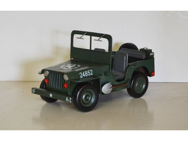 JS GartenDeko Modellauto Blechauto Nostalgie Modellauto Oldtimer Automarke Jeep Willys L 28 cm